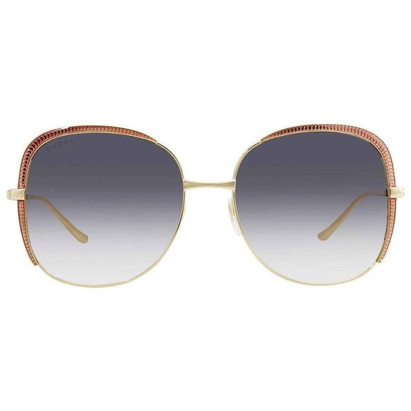 NEW Gucci Grey and Pink Oversized Round Women\'s Sunglasses